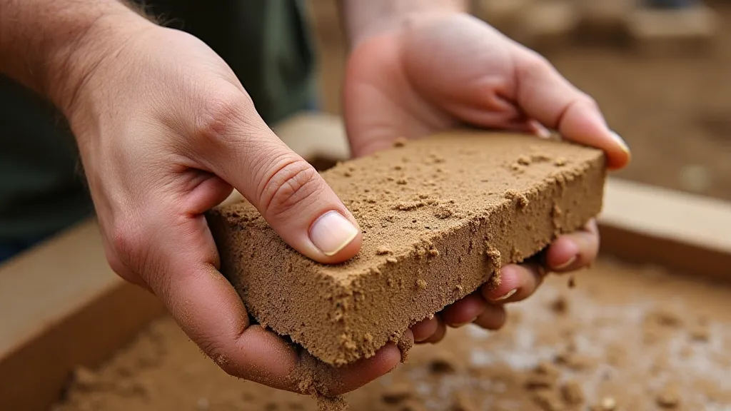 Hand-made adobe bricks drying in the sun
