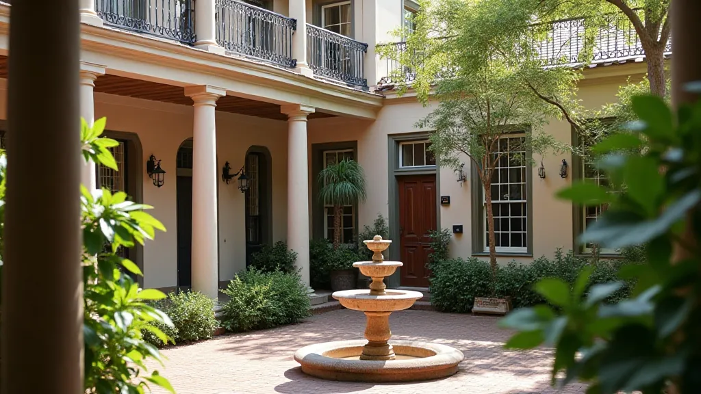 Louisiana French Colonial house with courtyard