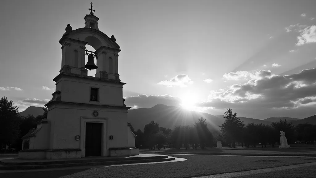 Bell Tower of a California Mission at sunset