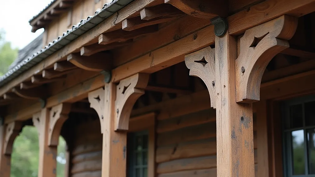 Close-up of wood detailing on a building