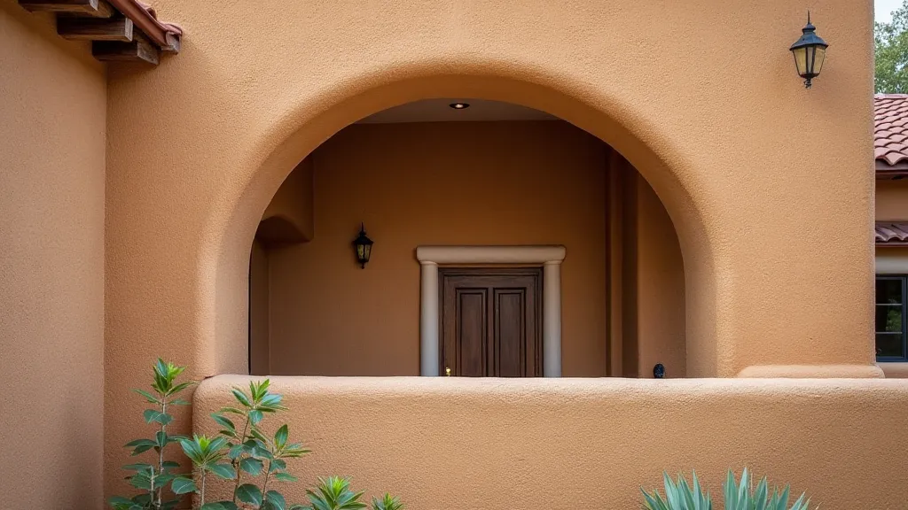 Detail of Pueblo Revival stucco wall