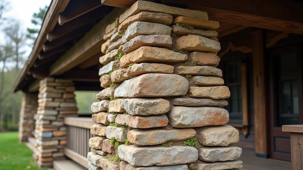 Stone chimney detail on an Arkansas Folk Victorian house