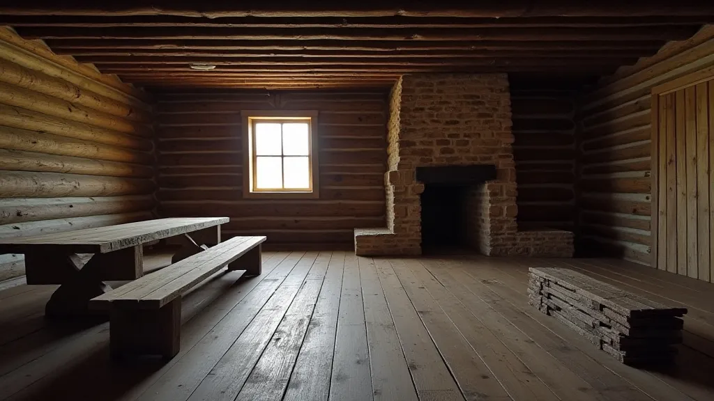 Interior view of a Tennessee German log cabin