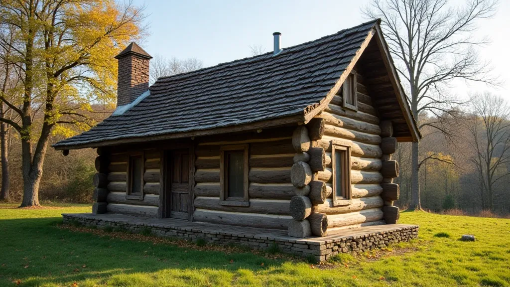 Exterior view of a Tennessee German log cabin